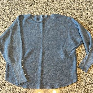 Glitter Blue Dolman Sweater with rhinestone detail on sleeves